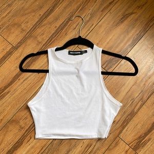 Missy Empire White Halter Crop Top